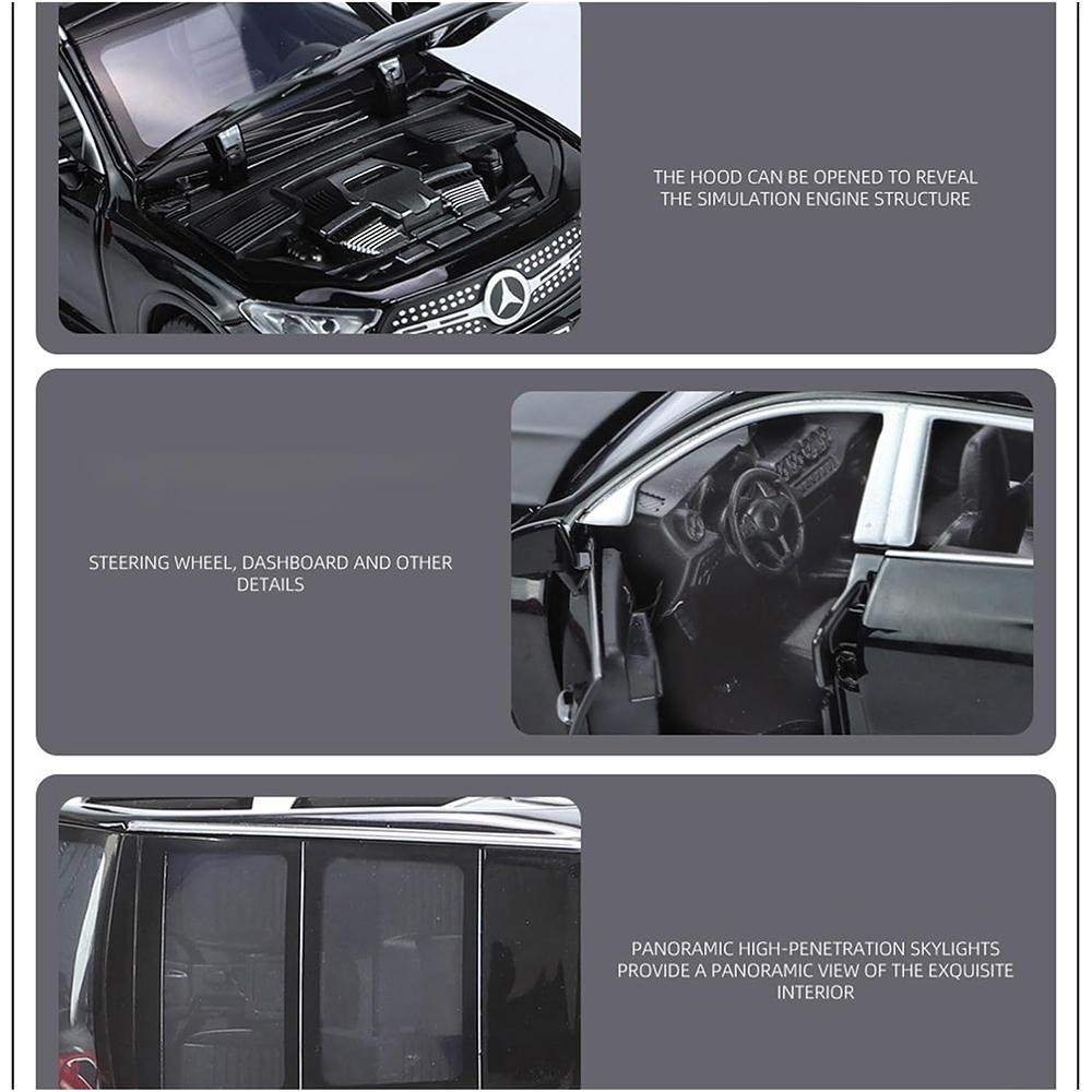 Macheta Mercedes GLC 400, din Metal, cu Faruri si Stopuri care Lumineaza, Sunete realistice de Motor si Alarma, cu Functie Pull-Back, cu Functie de Deschidere a Usilor - Albastru [6]