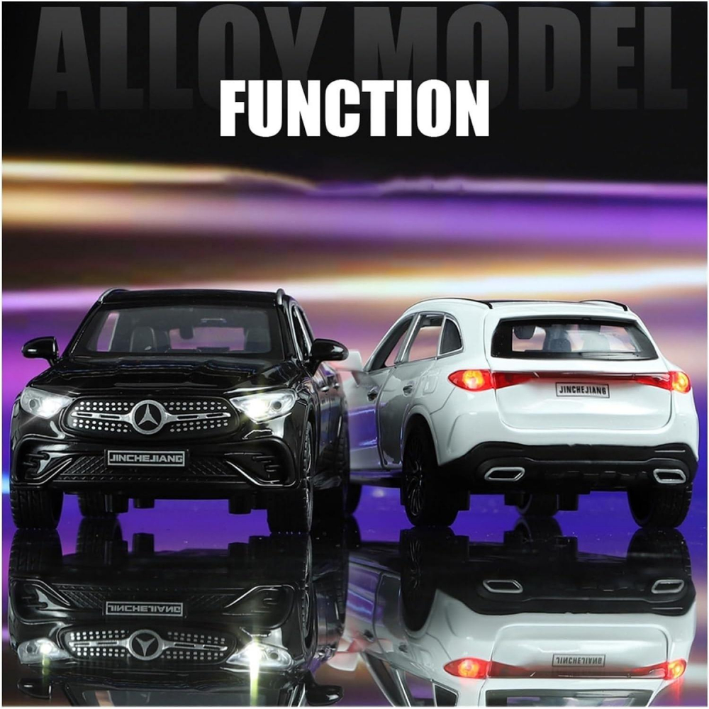 Macheta Mercedes GLC 400, din Metal, cu Faruri si Stopuri care Lumineaza, Sunete realistice de Motor si Alarma, cu Functie Pull-Back, cu Functie de Deschidere a Usilor - Albastru [8]