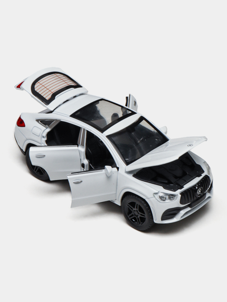 Macheta Mercedes-GLE AMG G53 din Metal, Cu Lumini si Sunete de Motor, Functii de Deschidere Usi si Push&Go, Alb, 17 cm [2]