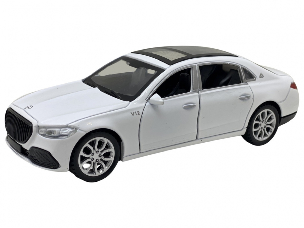 Macheta Mercedes-Maybach, Metal, Sunete de Motor si Lumini, Functii de Deschidere Usi si Pull-Back,15 cm, Alb [1]