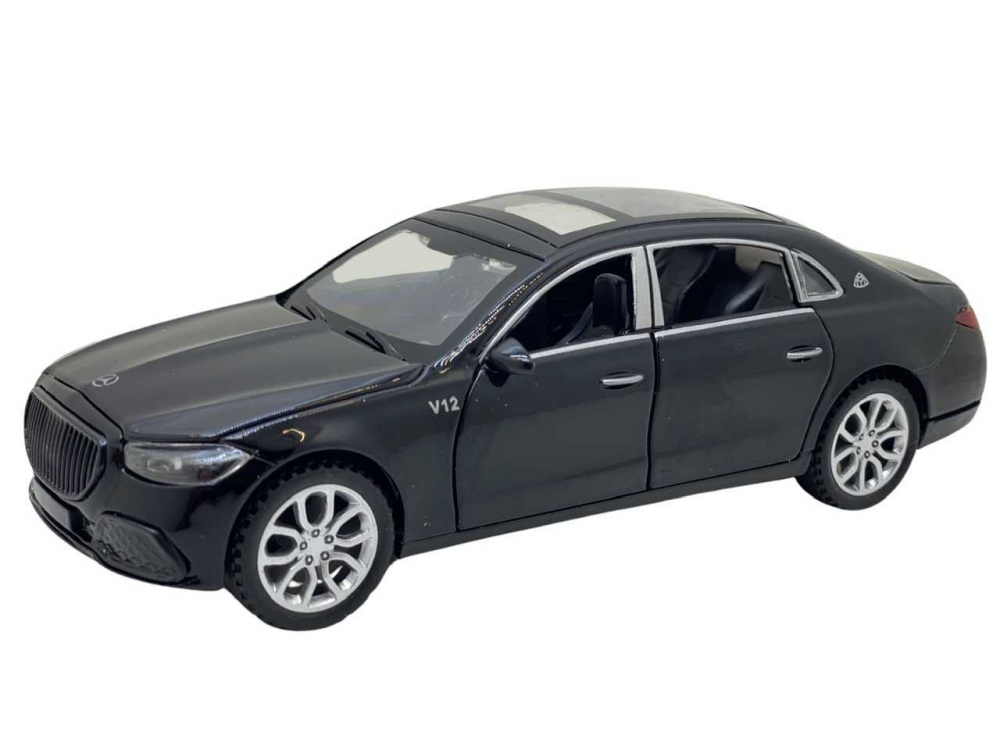 Macheta Mercedes-Maybach, Metal, Sunete de Motor si Lumini, Functii de Deschidere Usi si Pull-Back,15 cm, Negru [1]