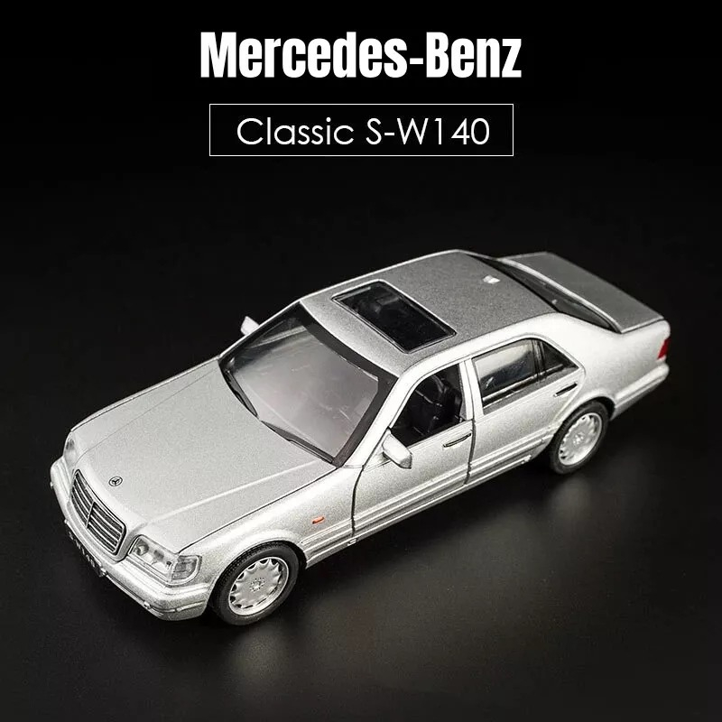 Macheta Mercedes S600 w140, din Metal, cu Lumini si Sunete realistice de Motor si Alarma, cu Functie Pull-Back, cu Functie de Deschidere a Usilor - Gri [3]
