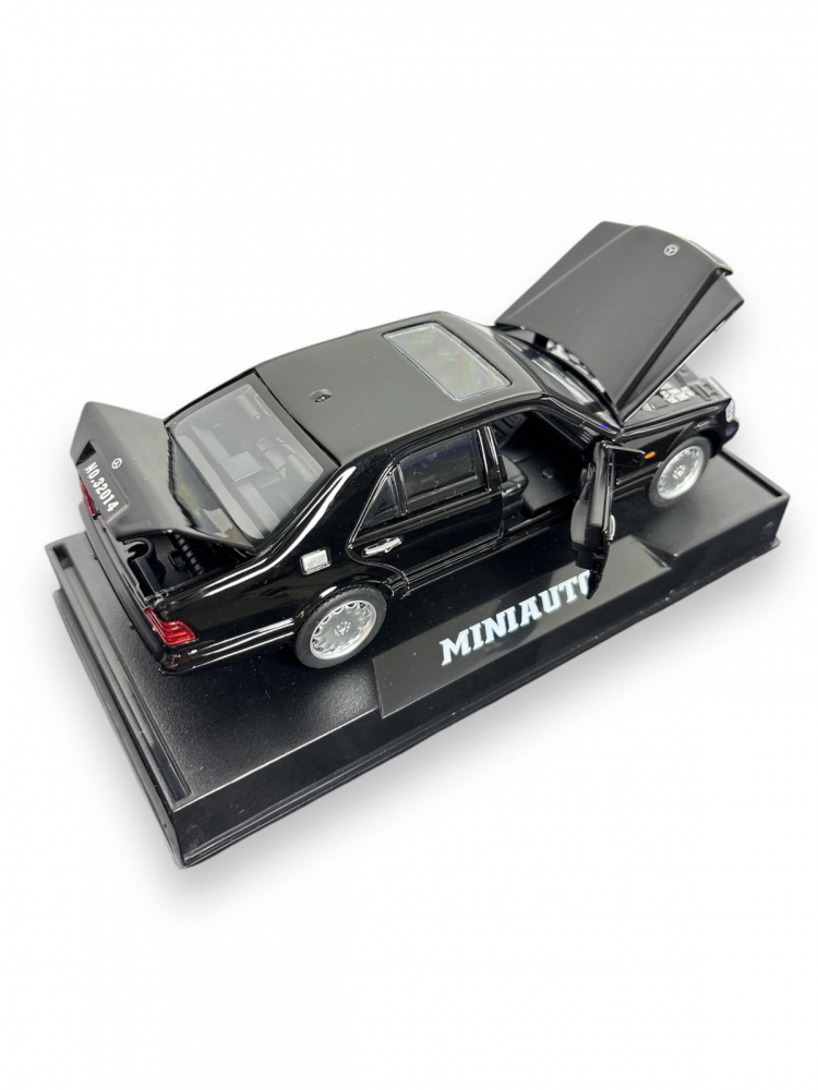 Macheta Mercedes S600 w140, din Metal, cu Lumini si Sunete realistice de Motor si Alarma, cu Functie Pull-Back, cu Functie de Deschidere a Usilor - Negru [4]