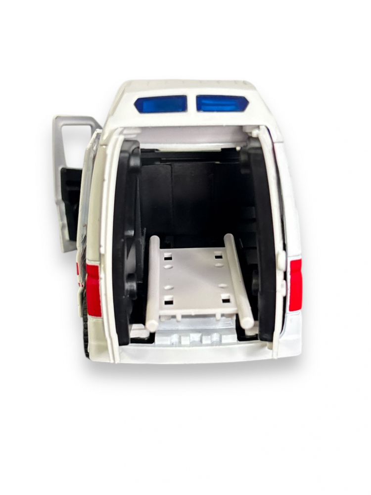 Macheta Mercedes Sprinter, Ambulanta, din Metal, cu Lumini si Sunete realistice de Motor si Alarma, cu Functie Pull-Back, cu Functie de Deschidere a Usilor [4]