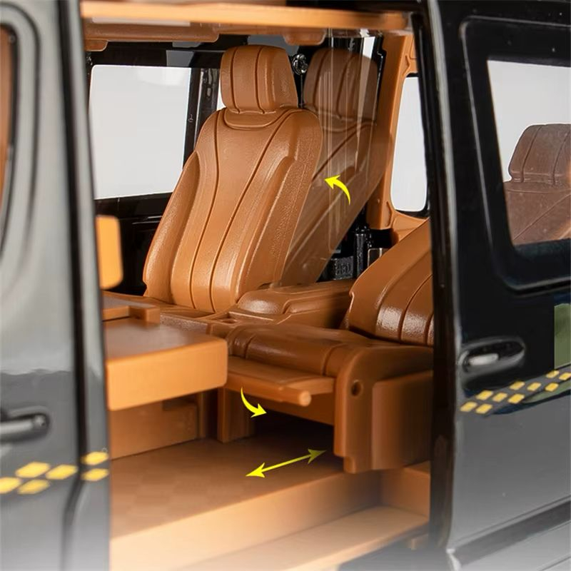 Macheta Mercedes Sprinter, din Metal, cu Lumini si Sunete realistice de Motor si Alarma, cu Functie Pull-Back, cu Functie de Deschidere a Usilor - Negru [23]