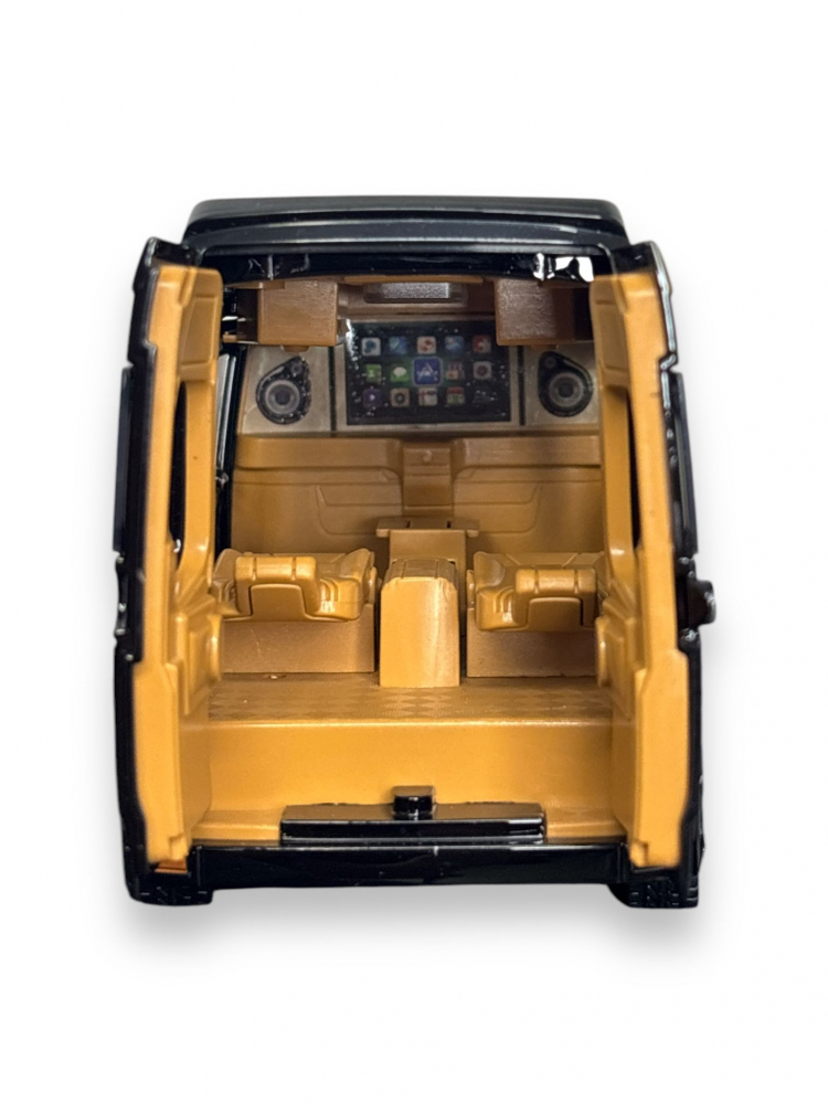 Macheta Mercedes Sprinter, din Metal, cu Lumini si Sunete realistice de Motor si Alarma, cu Functie Pull-Back, cu Functie de Deschidere a Usilor - Negru [2]