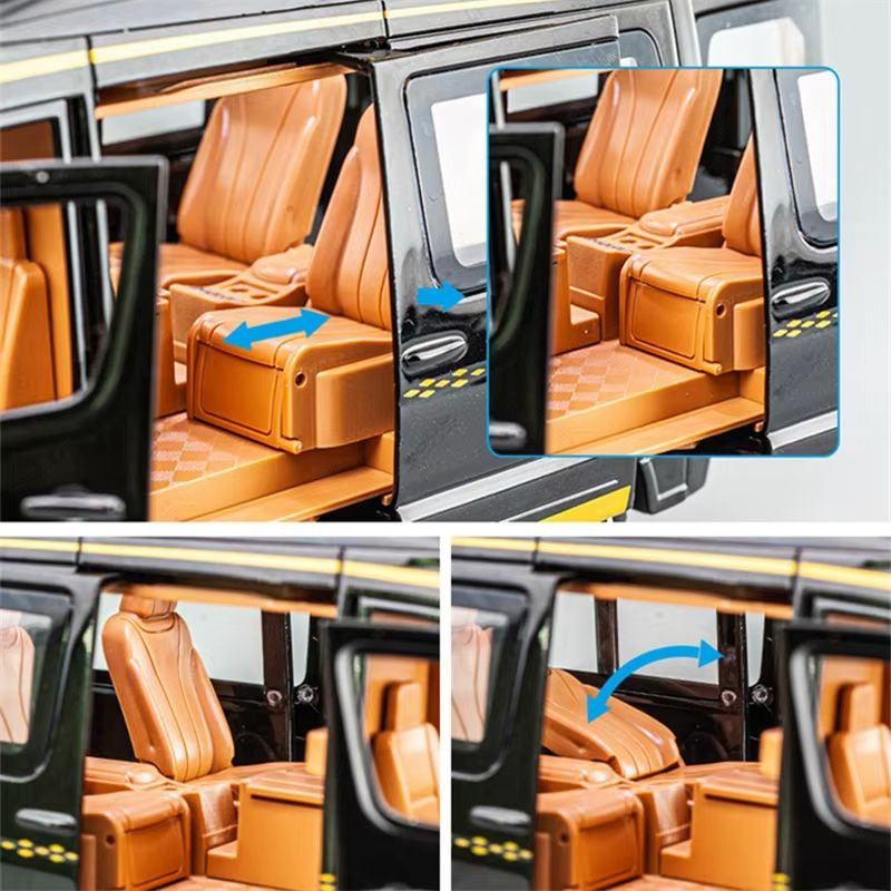 Macheta Mercedes Sprinter, din Metal, cu Lumini si Sunete realistice de Motor si Alarma, cu Functie Pull-Back, cu Functie de Deschidere a Usilor - Negru [20]
