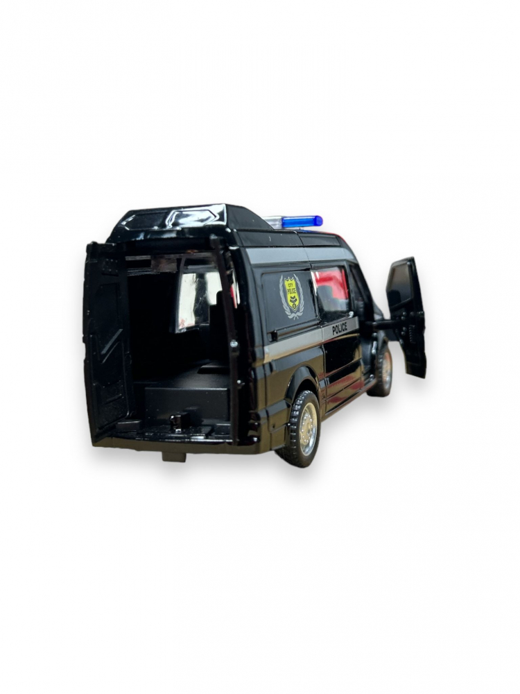 Macheta Mercedes Sprinter, Duba de Politie, Metal, Negru, 15 cm [2]