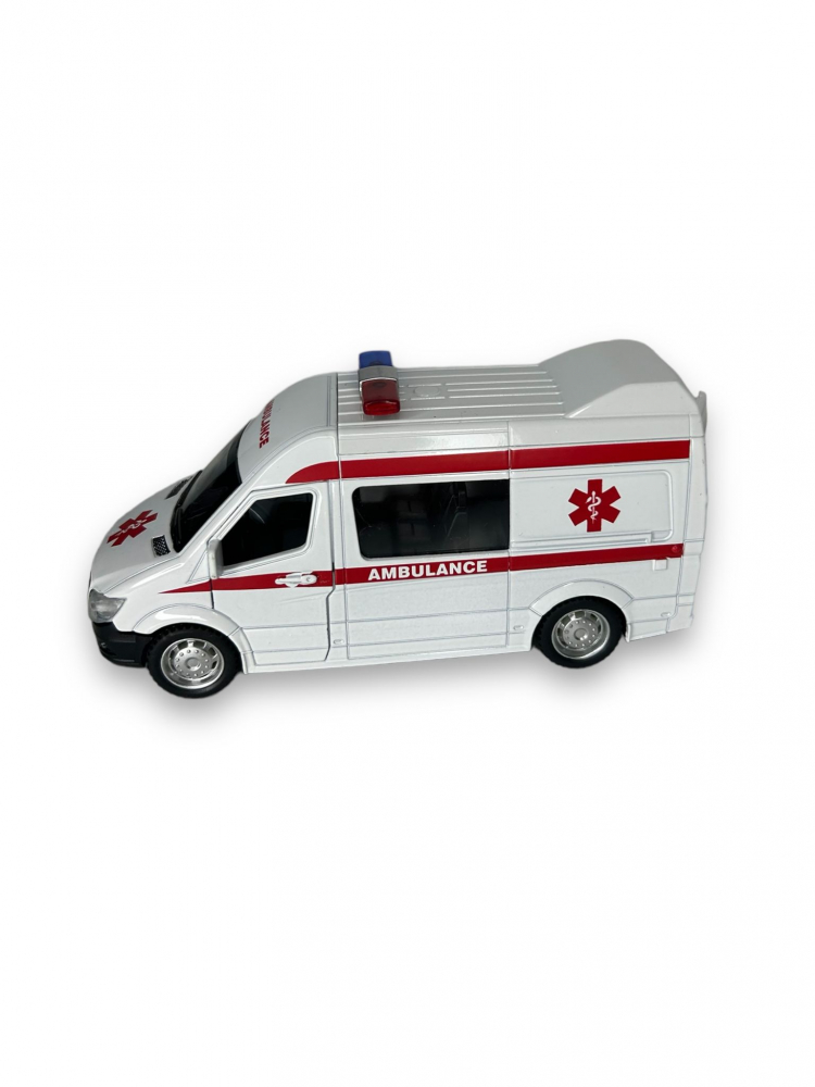 Macheta Mercedes Sprinter, Masina de Ambulanta, Metal, Alb, 15 cm [3]