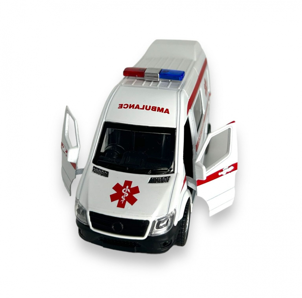 Macheta Mercedes Sprinter, Masina de Ambulanta, Metal, Alb, 15 cm [2]