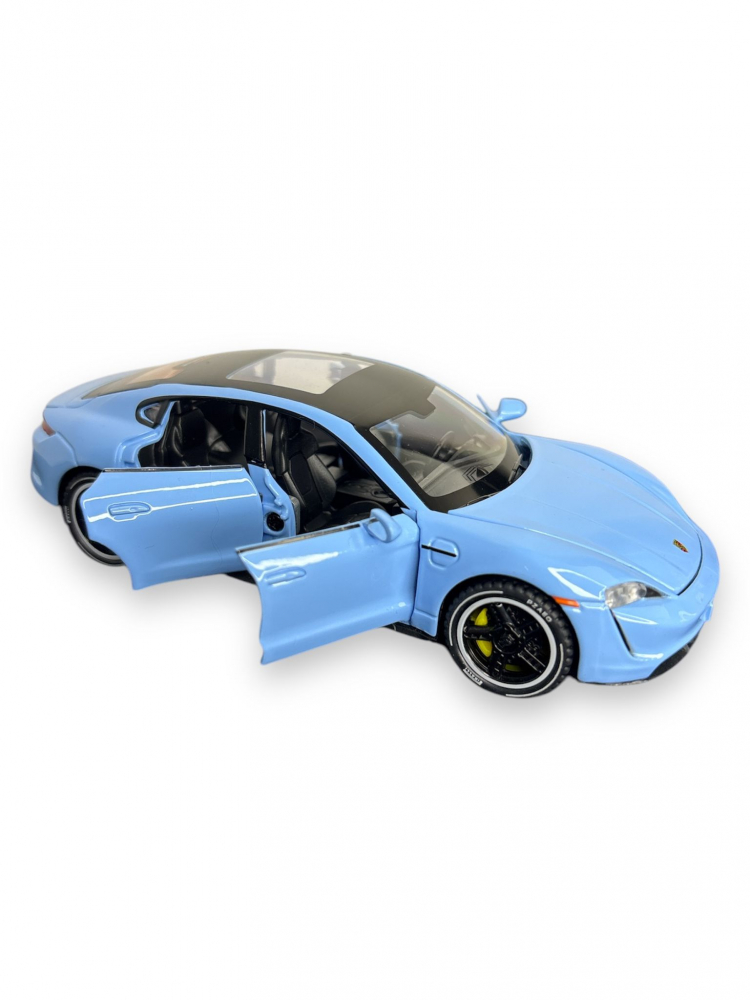 Macheta Porche Taycan, din Metal, cu Lumini si Sunete realistice de Motor si Alarma, cu Functie Pull-Back, cu Functie de Deschidere a Usilor - Albastru [4]