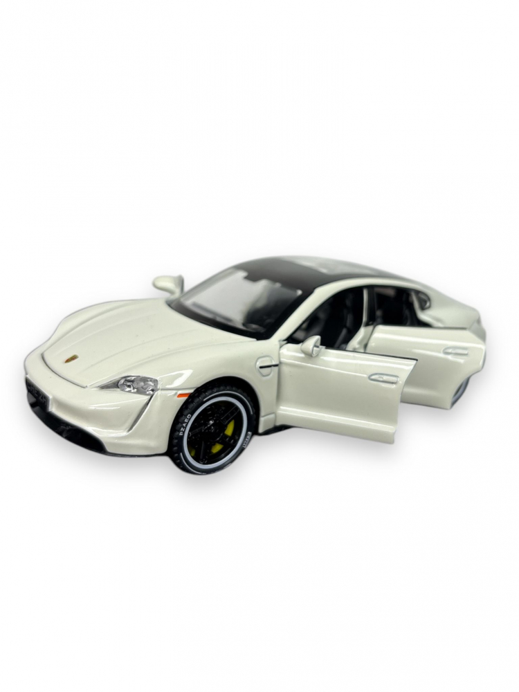 Macheta Porche Taycan, din Metal, cu Lumini si Sunete realistice de Motor si Alarma, cu Functie Pull-Back, cu Functie de Deschidere a Usilor - Crem [10]