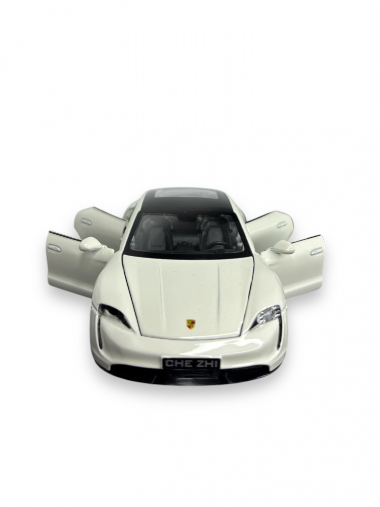 Macheta Porche Taycan, din Metal, cu Lumini si Sunete realistice de Motor si Alarma, cu Functie Pull-Back, cu Functie de Deschidere a Usilor - Crem [11]