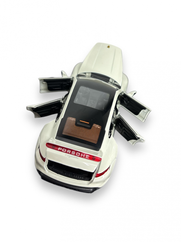 Macheta Porche Taycan, din Metal, cu Lumini si Sunete realistice de Motor si Alarma, cu Functie Pull-Back, cu Functie de Deschidere a Usilor - Crem [2]