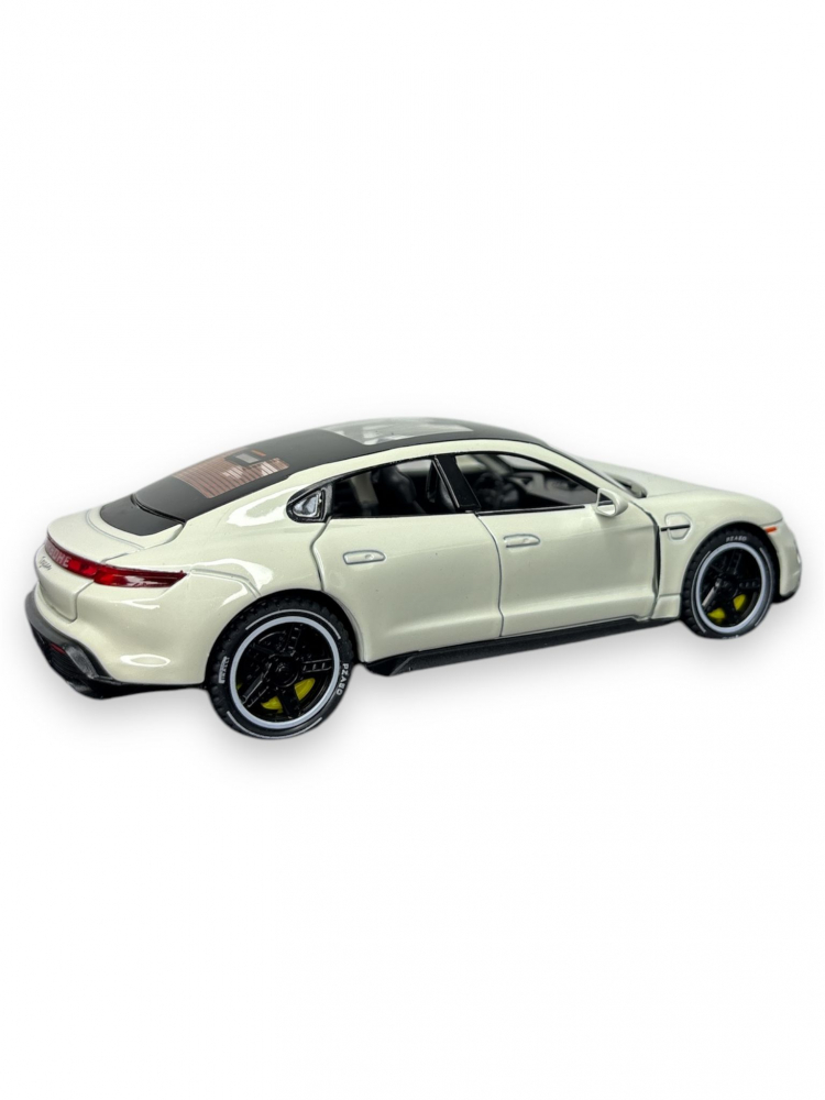 Macheta Porche Taycan, din Metal, cu Lumini si Sunete realistice de Motor si Alarma, cu Functie Pull-Back, cu Functie de Deschidere a Usilor - Crem [13]