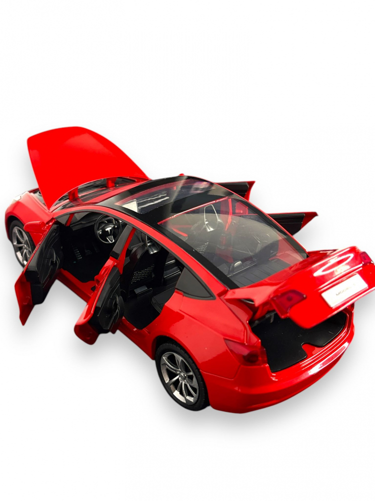Macheta Tesla Model 3, din Metal, cu Faruri si Stopuri care Lumineaza, Sunete realistice de Motor si Alarma, cu Functie Pull-Back, cu Functie de Deschidere a Usilor - Rosu [8]