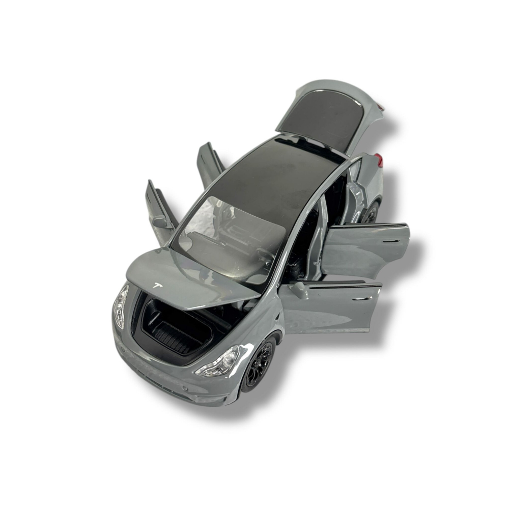 Macheta Tesla Model 3, din Metal - Functie Pull Back, Usi Deschise, Capota si Portbagaj Functionale, Sunete Realiste, Lumini, 15 cm [5]