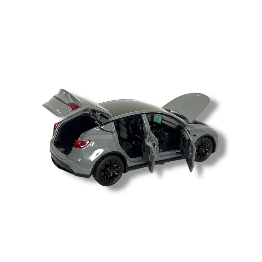 Macheta Tesla Model 3, din Metal - Functie Pull Back, Usi Deschise, Capota si Portbagaj Functionale, Sunete Realiste, Lumini, 15 cm [6]