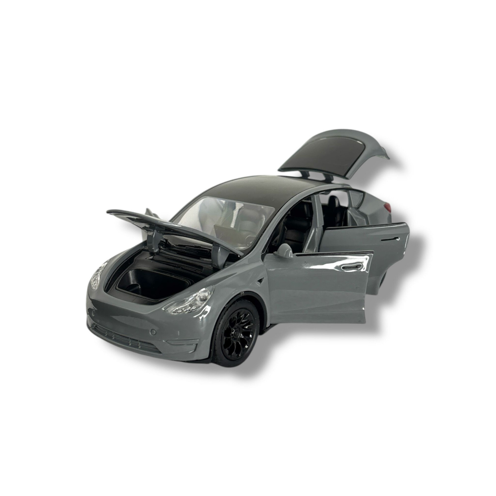 Macheta Tesla Model 3, din Metal - Functie Pull Back, Usi Deschise, Capota si Portbagaj Functionale, Sunete Realiste, Lumini, 15 cm [8]
