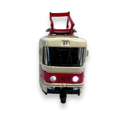Macheta Tramvai cu Sunete, Metal, Lumini, Functie Pull-Back, 16.5 cm - Rosu [2]