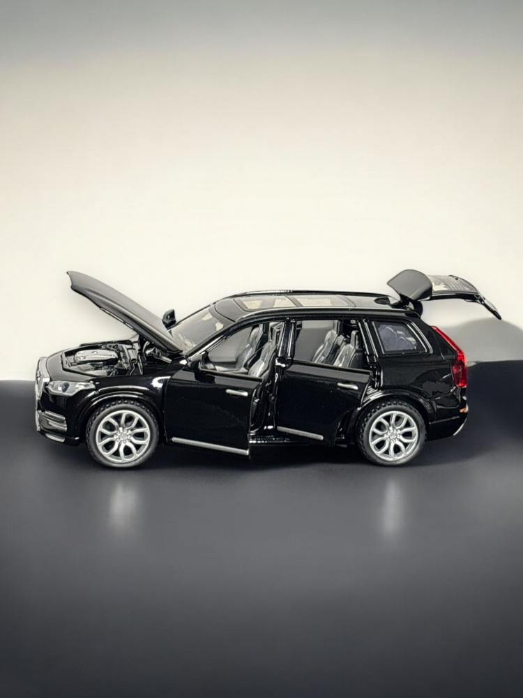 Macheta Volvo XC90, din Metal, cu Lumini si Sunete realistice de Motor si Alarma, cu Functie Pull-Back, cu Functie de Deschidere a Usilor - Negru [13]