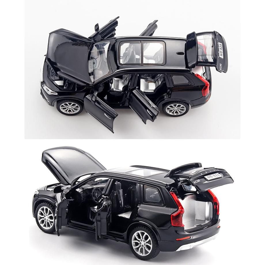 Macheta Volvo XC90, din Metal, cu Lumini si Sunete realistice de Motor si Alarma, cu Functie Pull-Back, cu Functie de Deschidere a Usilor - Negru [3]