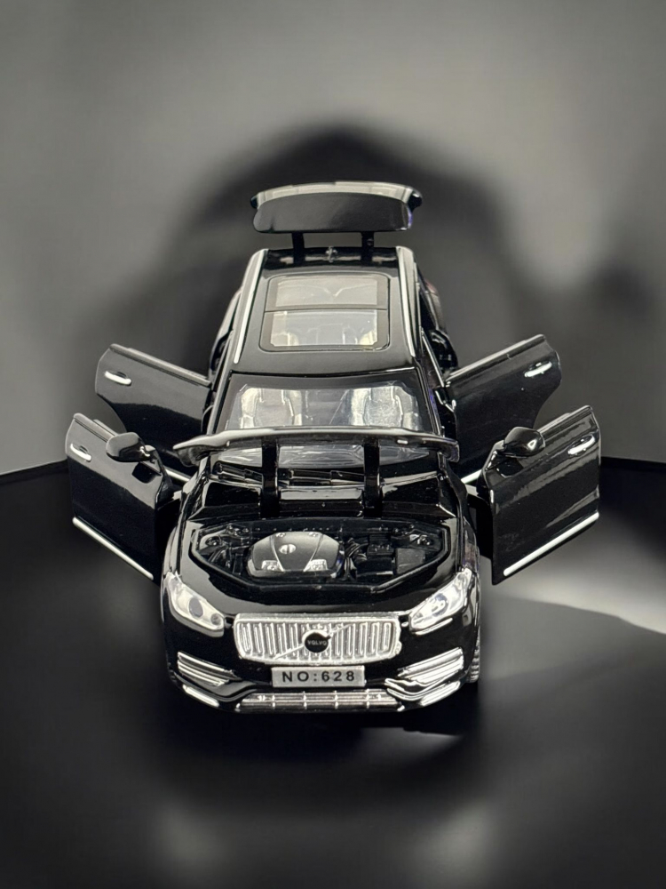 Macheta Volvo XC90, din Metal, cu Lumini si Sunete realistice de Motor si Alarma, cu Functie Pull-Back, cu Functie de Deschidere a Usilor - Negru [14]