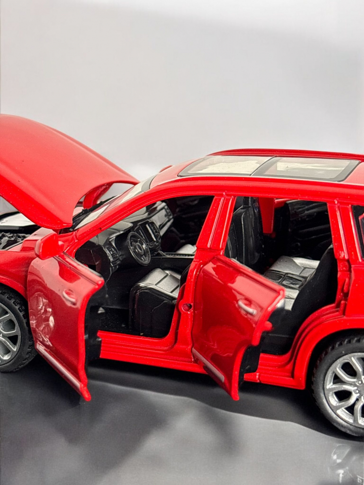 Macheta Volvo XC90, din Metal, cu Lumini si Sunete realistice de Motor si Alarma, cu Functie Pull-Back, cu Functie de Deschidere a Usilor - Rosu [9]