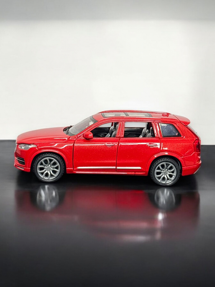 Macheta Volvo XC90, din Metal, cu Lumini si Sunete realistice de Motor si Alarma, cu Functie Pull-Back, cu Functie de Deschidere a Usilor - Rosu [4]