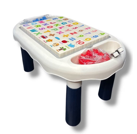 Masa Interactiva DIY cu Puzzle si Blocuri de Constructie – Include 48 Piese de Asamblare, Tabla de Scris cu 2 Creioane, Placa de Constructie, Joc Gobang cu 100 Piese, Abtibilduri [4]