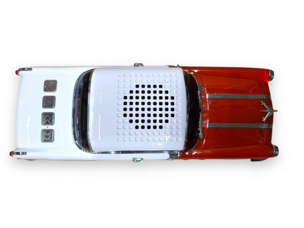 Masina-Boxa Pontiac 1955, cu Bluetooth, MP3, USB, Card TF, U Disk, Radio FM, HIFI Stereo, din Plastic, 28cm - Portocaliu [12]