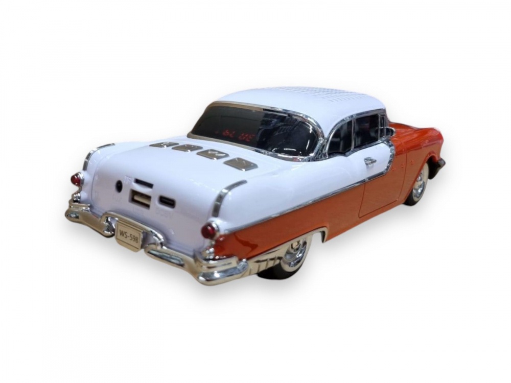 Masina-Boxa Pontiac 1955, cu Bluetooth, MP3, USB, Card TF, U Disk, Radio FM, HIFI Stereo, din Plastic, 28cm - Portocaliu [3]