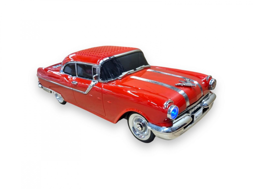 Masina-Boxa Pontiac 1955, cu Bluetooth, MP3, USB, Card TF, U Disk, Radio FM, HIFI Stereo, din Plastic, 28cm - Rosu [4]