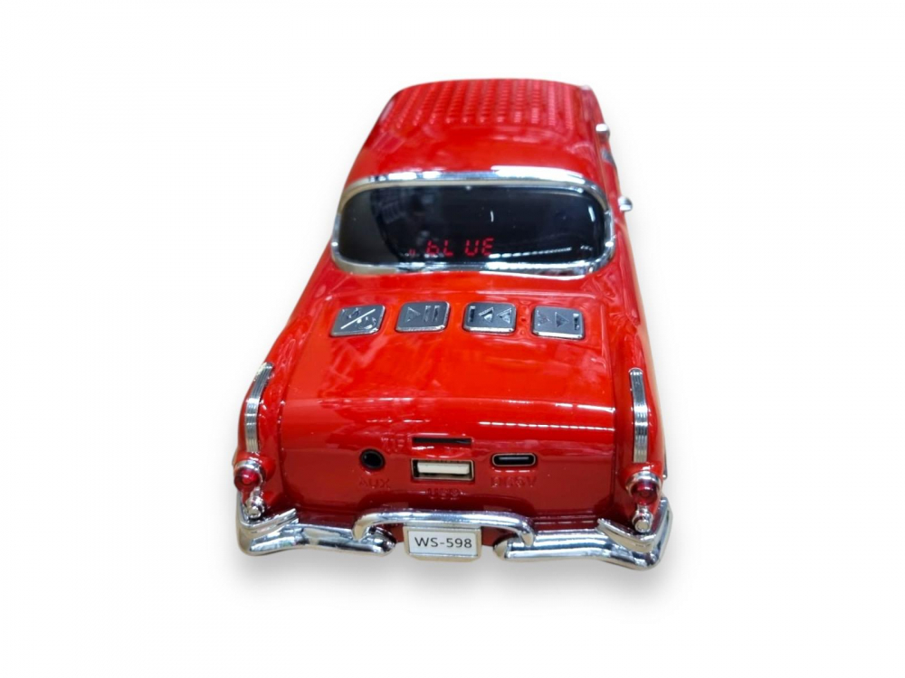 Masina-Boxa Pontiac 1955, cu Bluetooth, MP3, USB, Card TF, U Disk, Radio FM, HIFI Stereo, din Plastic, 28cm - Rosu [6]