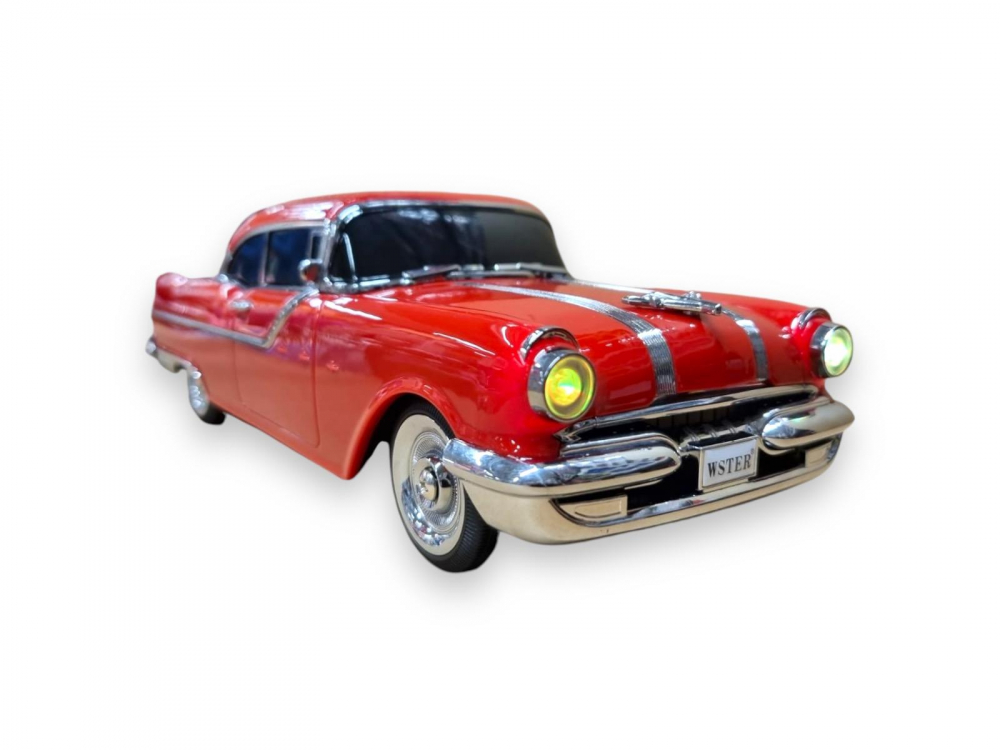 Masina-Boxa Pontiac 1955, cu Bluetooth, MP3, USB, Card TF, U Disk, Radio FM, HIFI Stereo, din Plastic, 28cm - Rosu [10]