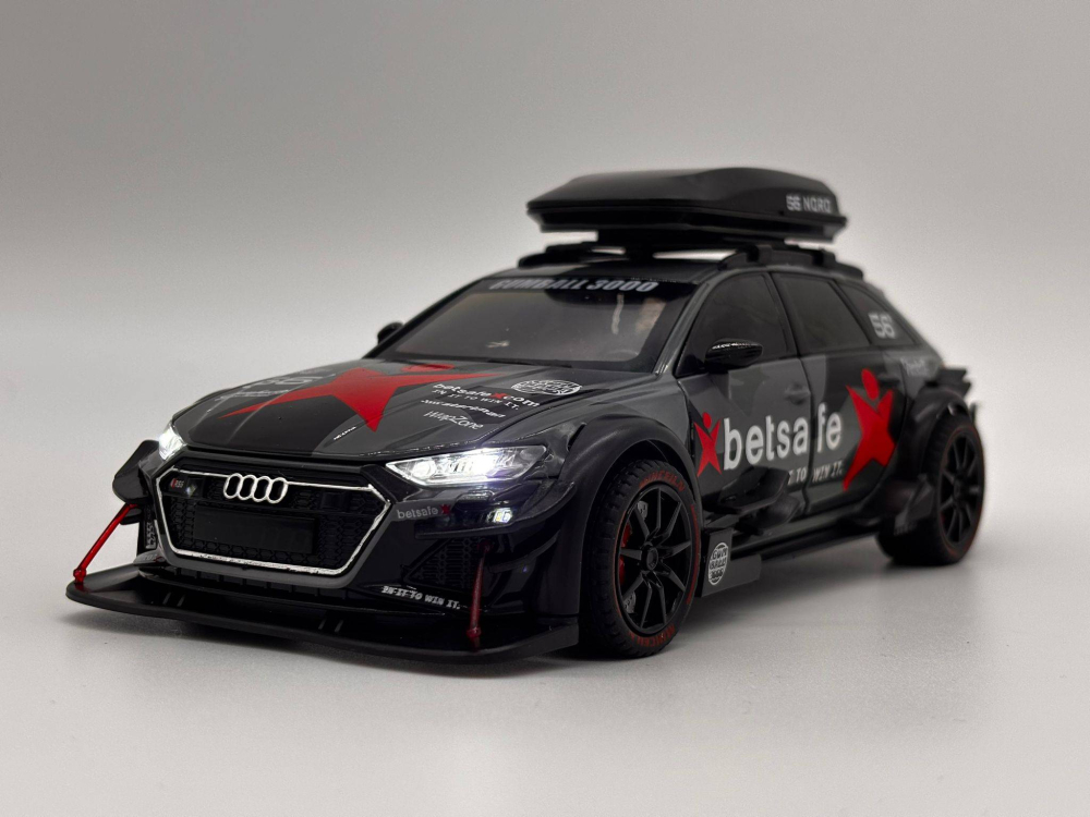 Mașină din Metal Audi RS6 ABT S Line Quattro 1:24, Pullback, Lumini și Sunete, Portbagaj Detașabil, 20 cm [12]