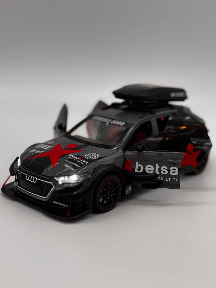 Mașină din Metal Audi RS6 ABT S Line Quattro 1:24, Pullback, Lumini și Sunete, Portbagaj Detașabil, 20 cm [10]