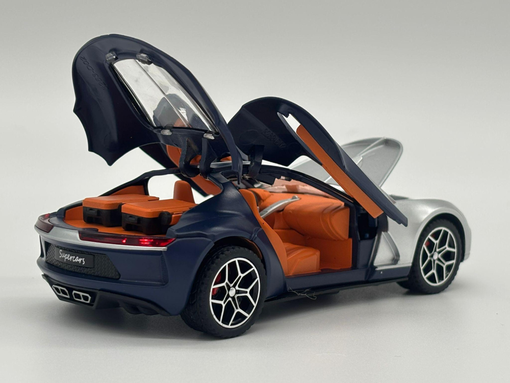 Mașină din Metal Bugatti Atlantic 1:32,Uși Deschizătoare, Lumini și Sunete, Accesoriu Valize Detașabile, 15,5 cm [11]