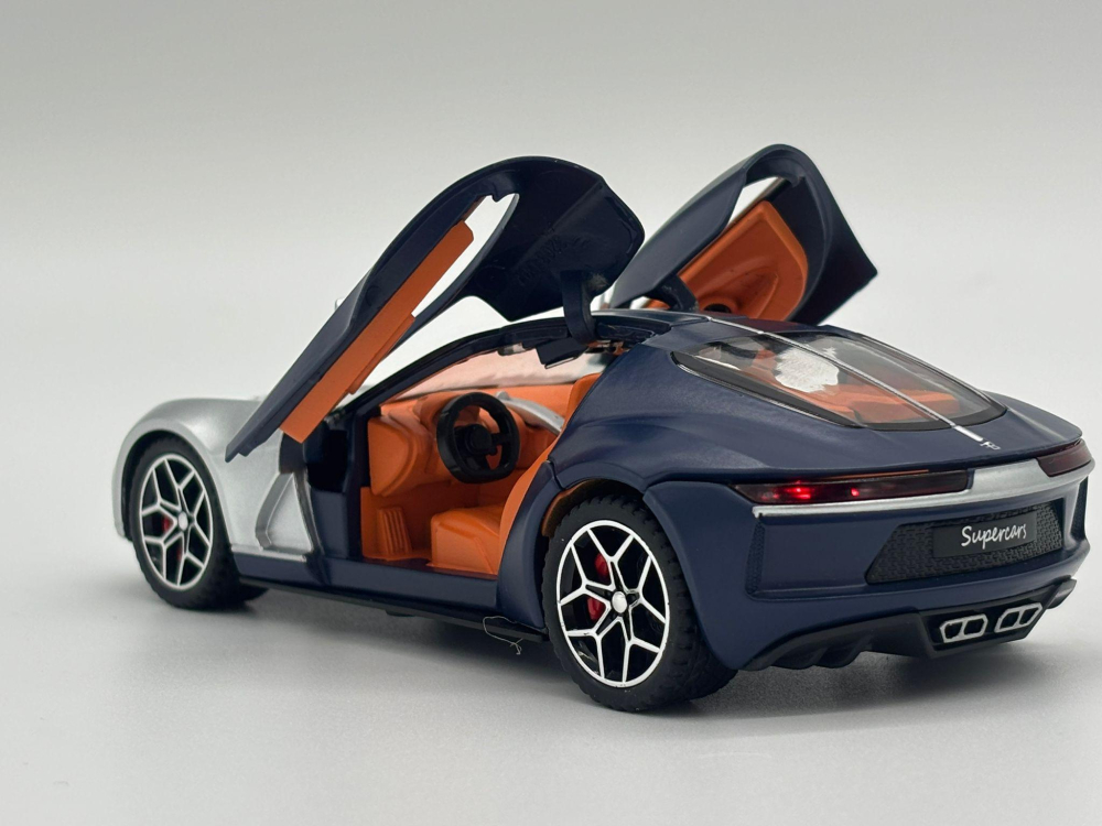 Mașină din Metal Bugatti Atlantic 1:32,Uși Deschizătoare, Lumini și Sunete, Accesoriu Valize Detașabile, 15,5 cm [12]