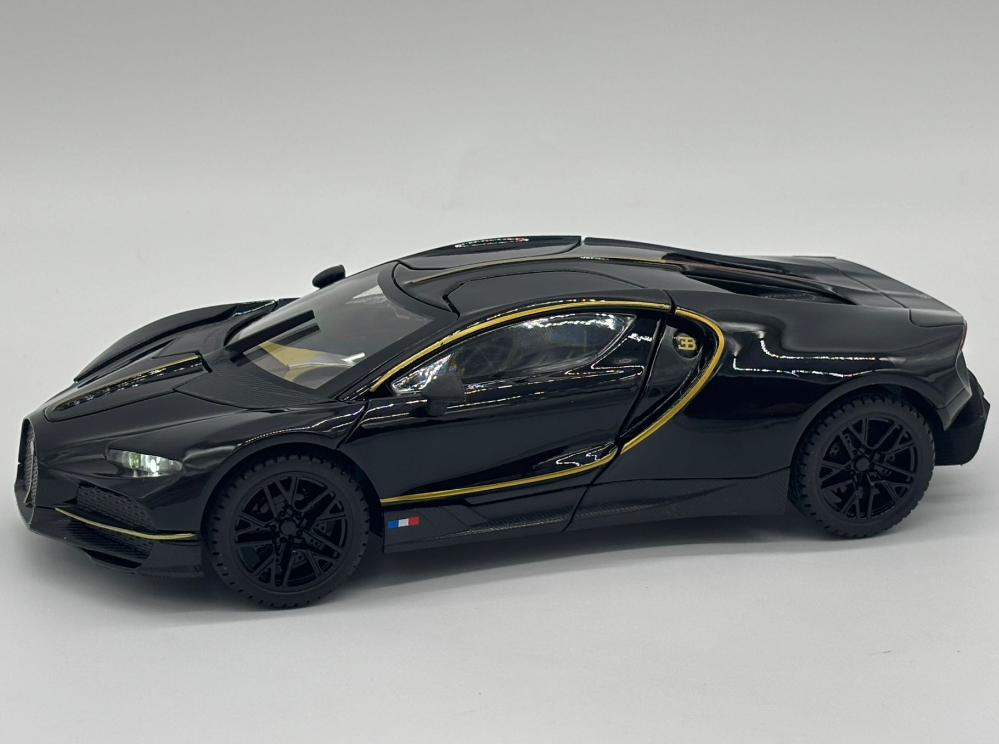 Masina din Metal Bugatti Tourbillon V16, 20 cm, Functie Pull Back, Usile Deschizabile si Spoiler Mobil, Lumini si Sunete, Automacheta Hypercar [8]