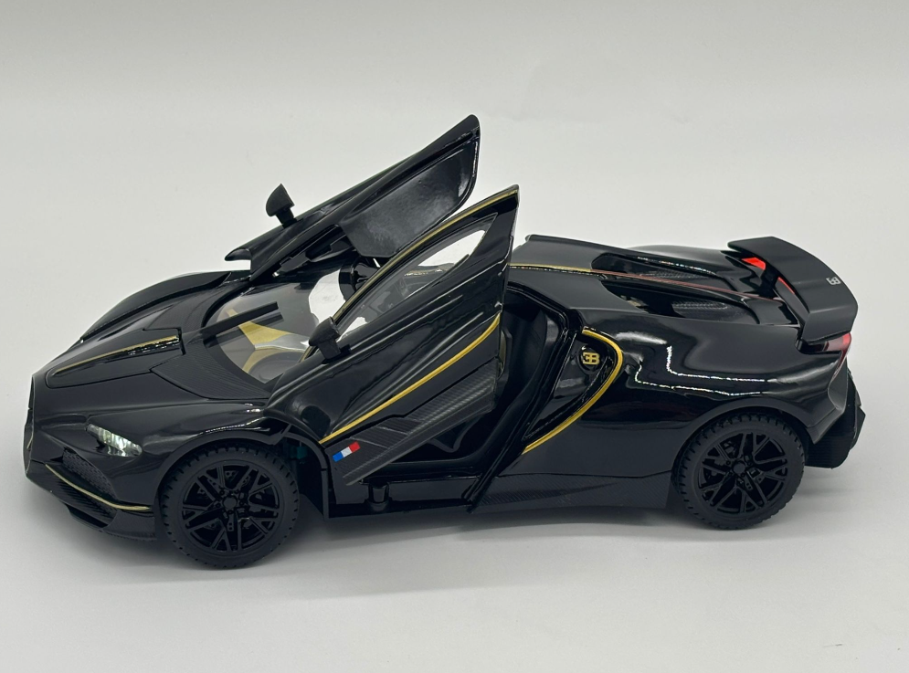 Masina din Metal Bugatti Tourbillon V16, 20 cm, Functie Pull Back, Usile Deschizabile si Spoiler Mobil, Lumini si Sunete, Automacheta Hypercar [10]