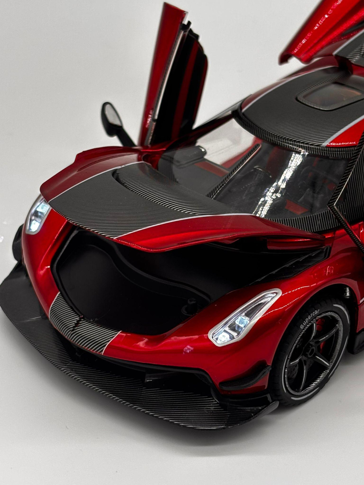 Mașină din Metal Koenigsegg Jesko 1:24, Model Hypercar cu Pullback, Uși Deschizătoare în Sus, Lumini și Sunete, 20 cm [8]