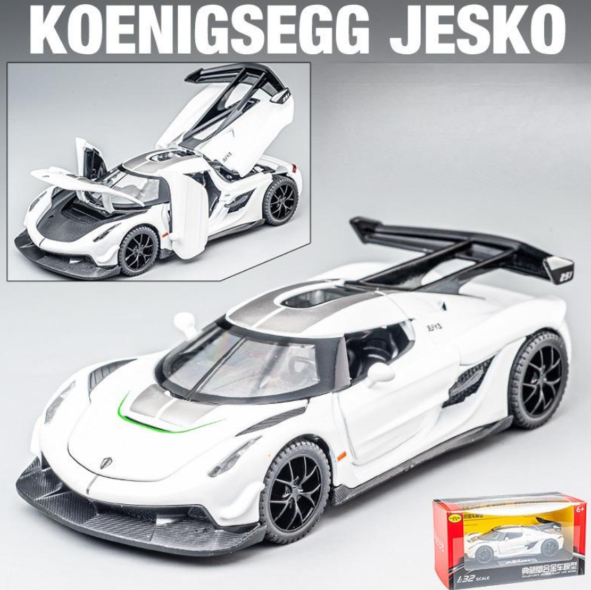 Mașină din Metal Koenigsegg Jesko 1:32, Pullback, Lumini și Sunete, Uși Deschizătoare, 15 cm [2]