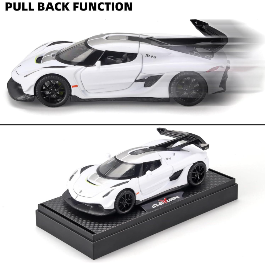 Mașină din Metal Koenigsegg Jesko 1:32, Pullback, Lumini și Sunete, Uși Deschizătoare, 15 cm [8]
