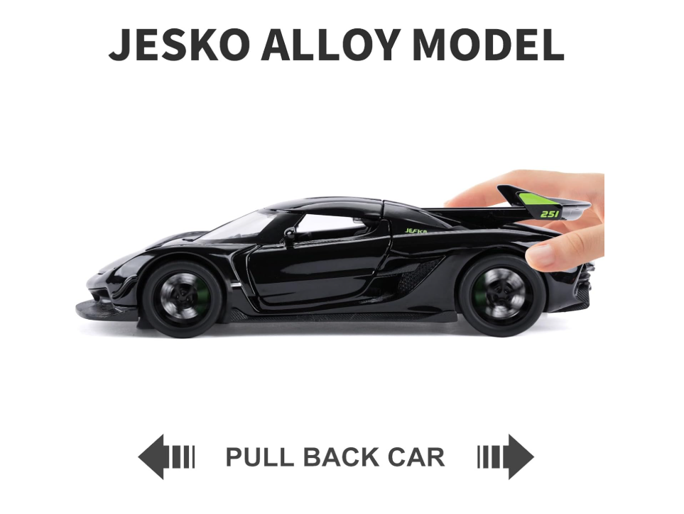 Mașină din Metal Koenigsegg Jesko 1:32, Pullback, Lumini și Sunete, Uși Deschizătoare, 15 cm [5]