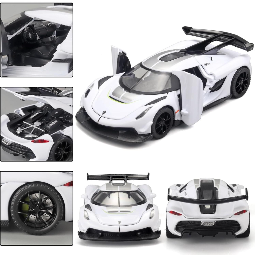 Mașină din Metal Koenigsegg Jesko 1:32, Pullback, Lumini și Sunete, Uși Deschizătoare, 15 cm [3]