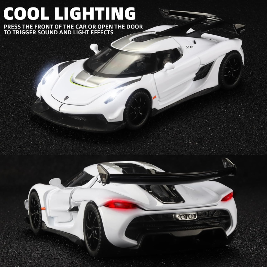 Mașină din Metal Koenigsegg Jesko 1:32, Pullback, Lumini și Sunete, Uși Deschizătoare, 15 cm [5]