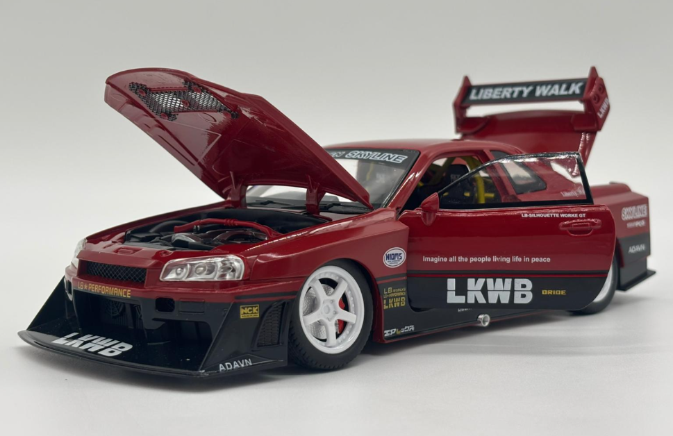 Masina din Metal Nissan Skyline GT-R R34 1:24 Fast & Furious, 20 cm, Se Deschide Complet, Lumini si Sunete, Claxon Realist [9]