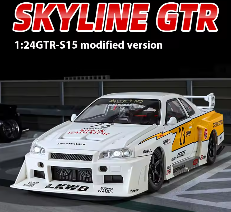 Masina din Metal Nissan Skyline GT-R R34 1:24 Fast & Furious, 20 cm, Se Deschide Complet, Lumini si Sunete, Claxon Realist [2]