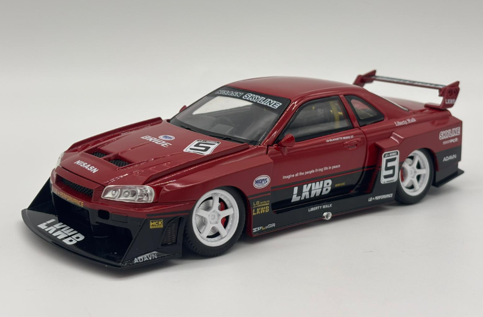 Masina din Metal Nissan Skyline GT-R R34 1:24 Fast & Furious, 20 cm, Se Deschide Complet, Lumini si Sunete, Claxon Realist [7]